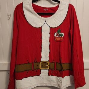 Old Navy Red Santa Suit Holiday Long Sleeve T-Shirt Size XL